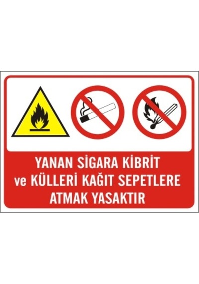 Yanan Sigara Kibrit Ve Külleri Kağıt Sepetlerine Atmak Yasaktır (472351214)