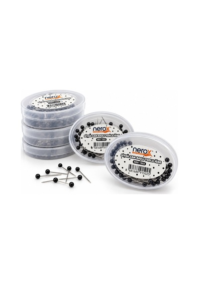 Nerox Başörtü İğnesi Siyah Cam Başlıklı Mini- 24'li Paket