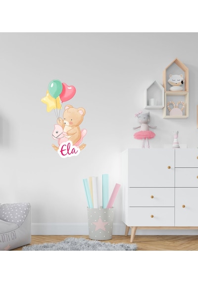 Kişiye Özel Tatlı Ayıcık Tasarımlı Çocuk Odası Duvar Sticker-2