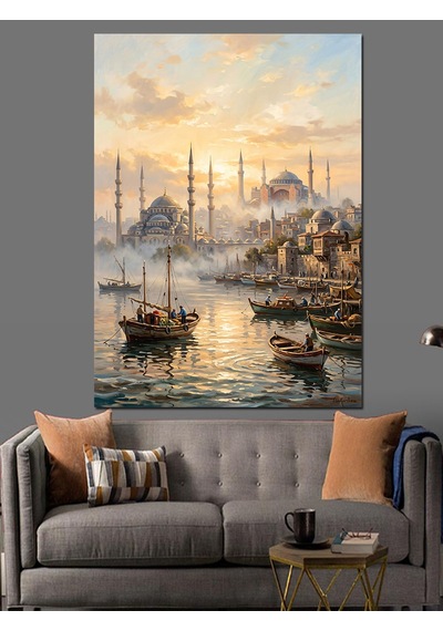 Sisli İstanbul Boğazı Manzarası Dekoratif Kanvas - Mdf Ahşap Tablo