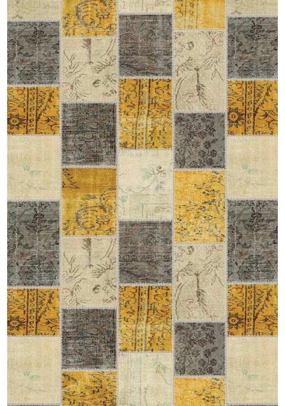 Sarı Patchwork Desen Dokuma Leke Tutmaz Masa Örtüsü Mso296n11