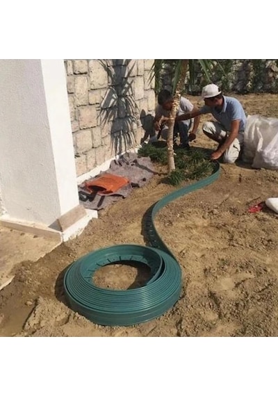 Çim Ayırıcı Esnek Plastik Çim Sınırlayıcı Bordür Taş Toprak Ayıracı 25 Metre Yeşil Diğer