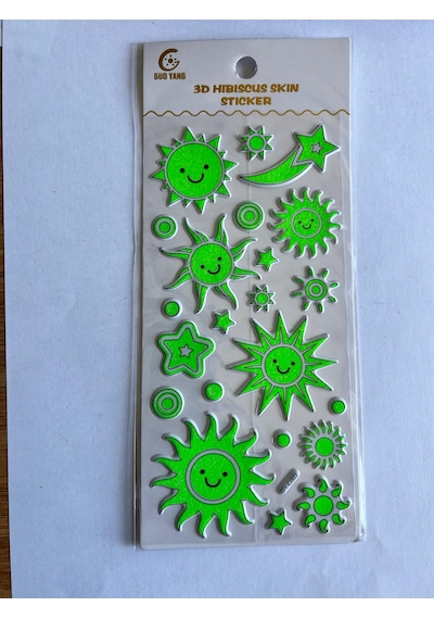 Güneş Ve Yıldızlar Karanlıkta Parlayan Yapışkanlı Fosforlu Sticker Oda Süsü