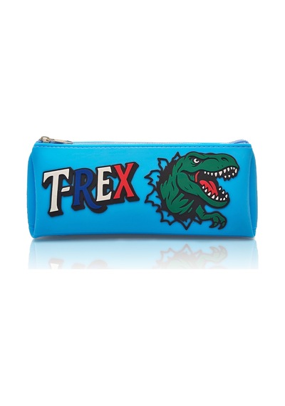 T-rex Tasarımlı Pvc Kalem Kutusu Dayanıklı Silikon Yapı, Çocuklar İçin Şık Ve Kullanışlı Saklama Kutusu, Çevre Dostu Ve Uzun Ömürlü Mavi