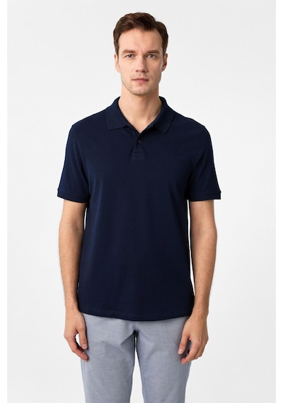 Süvari Lacivert Regular Düz Polo Yaka Tişört-37399 Lacivert