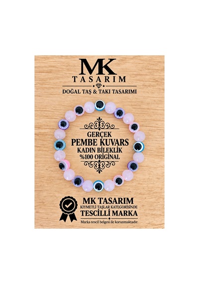 Gerçek Pembe Kuvars Bileklik Mk.7000.881- Rahatlık-dinginlik-enerji- Stres Bilekliği Çok Renkli
