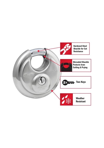 Master Lock Anahtarlı 40d Paslanmaz Çelik Discus Asma Kilit, Gümü