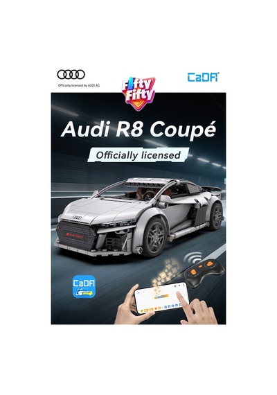 Cada Uzaktan Kumandalı 1: 14 Audi R8 Coupe 536 Parça Oyuncak Yapım Seti Blok Araba -ffcada-c57012w