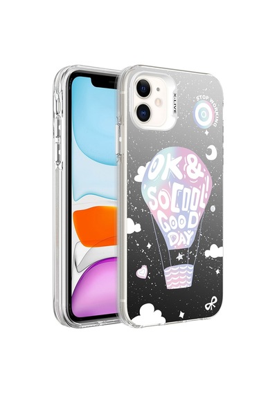Apple Uyumlu iPhone 11 Kılıf Kamera Çıkıntılı Renkli Desenli Parlak Tasarımlı Sert Kapak Silver