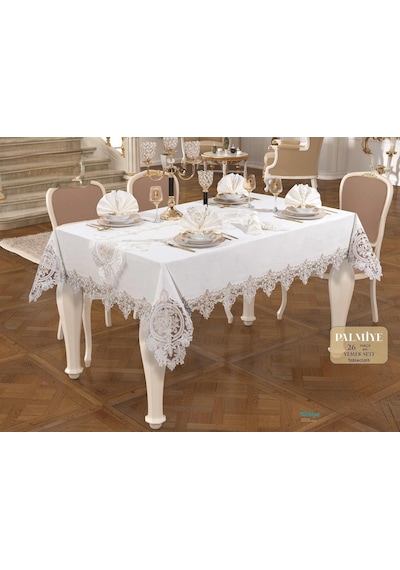 Fransız Dantelli Gardenya 26 Parça Yemek Takımı Palmiye
