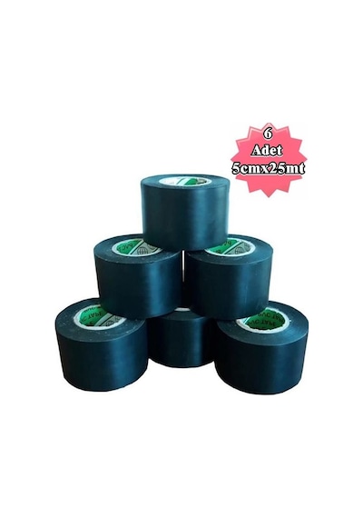 Siyah Pvc Bant 6 Adet 5cmx25metre İzolasyon Bandı 50mm