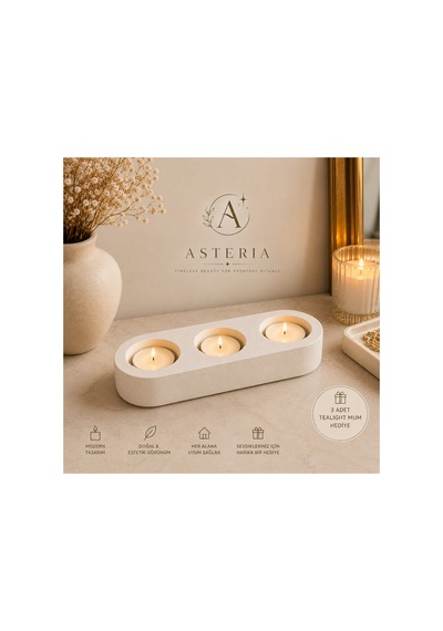 3'lü Tealight Mumluk Dekoratif Şamdan Modern Mumluk Ev Dekorasyonu Beyaz - 901556277 Beyaz - 901556277 Beyaz