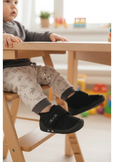 Ayakmod Siyah Süet Cırtlı Bebek Panduf Ba&ba 058989 B Siyah