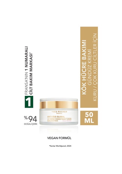 Yves Rocher Gündüz Kremi-kuru Cilt-e Vitamini-yaşlanma Karşıtı Bitki Kök Hücre Bakım /anti Age Global 50 Ml