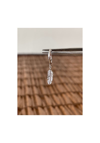 925 Ayar Gümüş Tüy Modeli Sallantılı Gümüş Halka Piercing 8 Mm Gümüş Küpe
