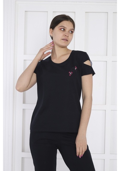 Kadın Spor Lacivert Alt-üst T-shirt Takım-3942 - M Lacivert