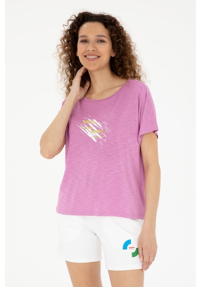 U.S. Polo Assn.  Kadın Pembe Bisiklet Yaka Tişört 50284355-VR037