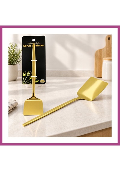 Gees Global Altın Renk Metal Servis Spatula Gbzs