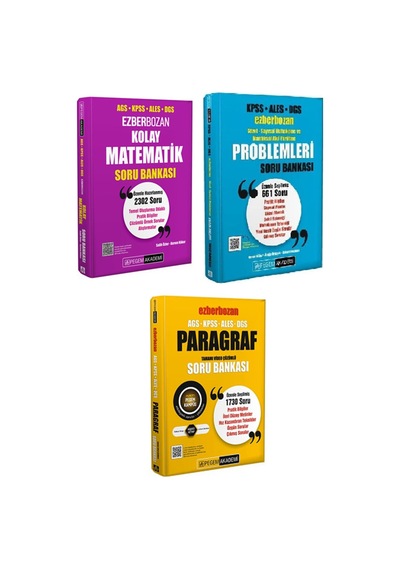 Pegem Kpss Meb-ags Ales Dgs Kolay Matematik + Ezberbozan Problemler + Paragraf Soru 3 Lü Set Pegem A