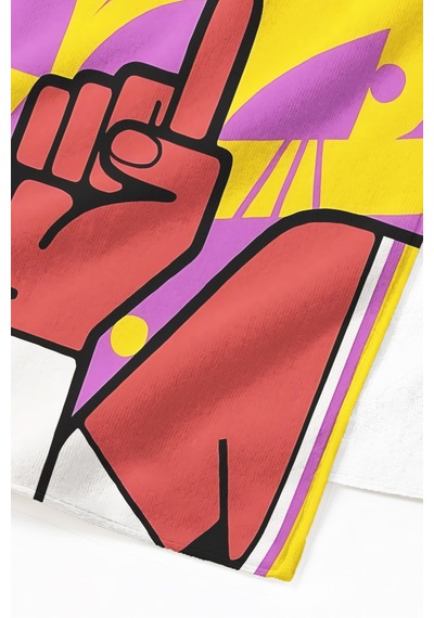 Basketbol Temalı Modern Plaj Havlusu - Geometrik Pop Art Mor Sarı Hızlı Kuruyan Mikrofiber Havlu Dalgın Defne