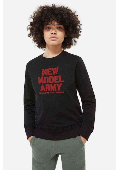 Tshirthane Model Army We Love The World Baskılı Unisex Çocuk Siyah Sweat
