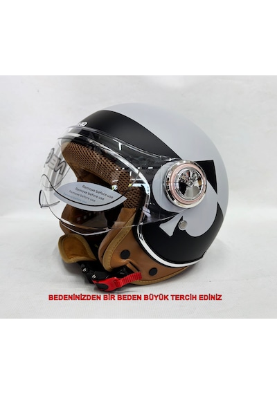 Nero Tk-06 Şefaf Vizörlü Yarım Açık Kask Mat S2 Çok Renkli