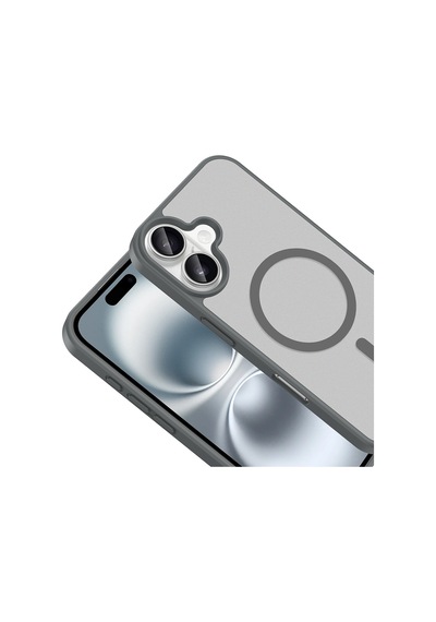 Ardemix Apple iPhone Uyumlu 17 Kılıf M-safe Şarj Özellikli Zore Babet Kapak - Gri