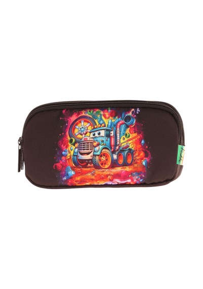 Kaukko Kids Siyah, Kamyon, Erkek Çocuk Üç Bölmeli Kalemlik/kalem Çantası - L8274 Siyah - Kırmızı