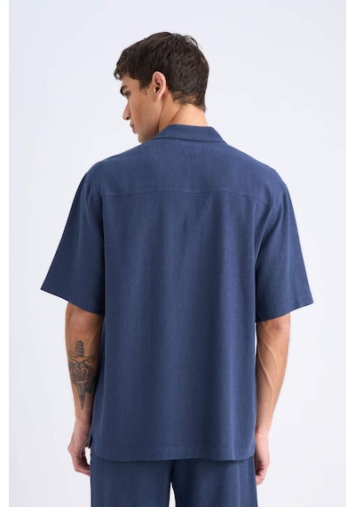 Defacto Relax Fit Polo Yaka Pamuklu Yazlık Kısa Kollu Gömlek D8875ax25smnv256 Lacivert