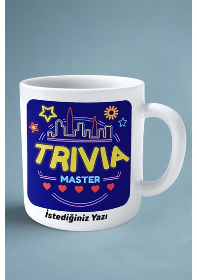 Trivia Master Mobil Oyun Baskılı Kupa Bardak Çift Taraflı Baskı Kişiye Özel Model 2 Çok Renkli