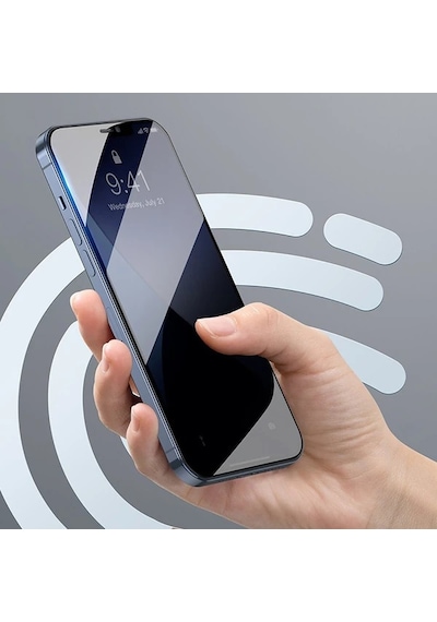 Baseus İphone 12/12 Pro 6.1 023mm Anti Spy Çerçeveli Tempered Cam Ekran Koruyucu 2 Adet Set- 5775
