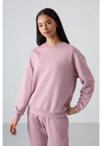 Tommy Life Gül Kurusu Basic Pamuklu O Yaka Oversize Lastik Paça Kadın Eşofman Takım - 95287 Gül Kurusu