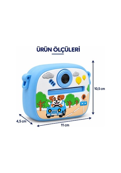 BLUE-4 Anında Baskılı Çocuk Fotoğraf Makinesi, 1 Arada Video, Müzik Özellikli Köpek Desenli Kamera-1802