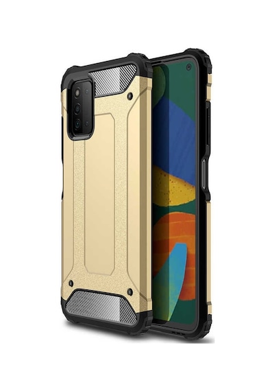 Kilifone - Samsung Uyumlu Galaxy A03s - Kılıf Çift Katman Zırh Tank Crash Military Kapak - Gold