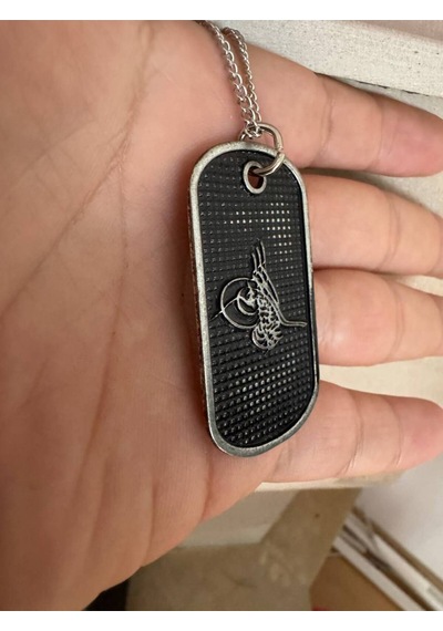 Osmanlı Tuğrası İşlemeli Künye Kolye Gümüş Renk Unisex Metal Takı Çok renkli 37844202
