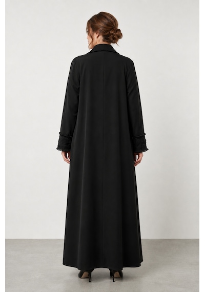 Bihan Store Kadın Battal Beden İçi Askılı Elbiseli Tam Boy Abaya Takım Y26.7386 - Siyah