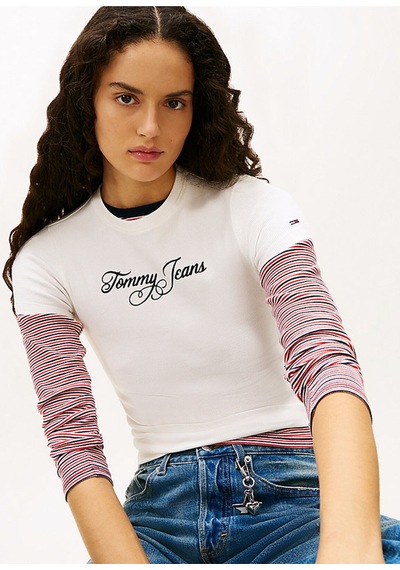 Tommy Hilfiger Tjw Slim Logolu T-shirt-12839 Beyaz
