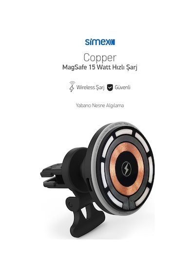 15w Hızlı Manyetik Araç İçi Metal Magsafe Kablosuz Şarj Standı Ve Telefon Tutucu Copper Diğer