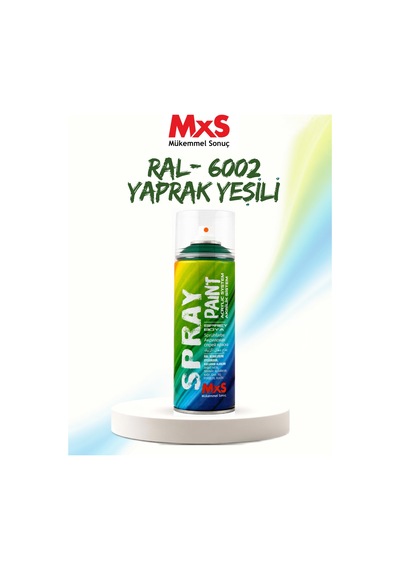 Mxs Ral 6002 Yaprak Yeşil Akrilik Sprey Boya 400 Ml Siyah
