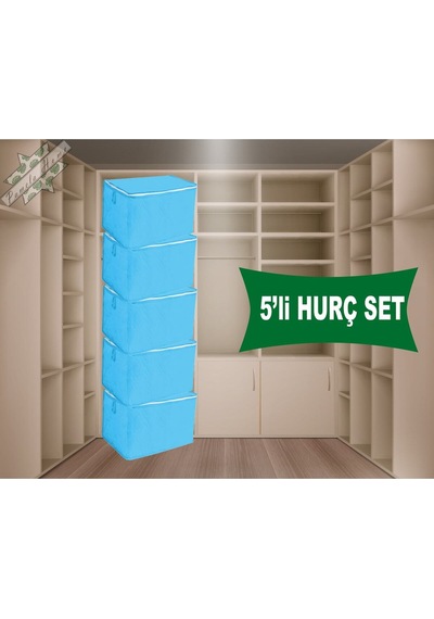 Kazak Hurcu 5li Set Tela Dayanıklı Malzeme Çok Amaçlı Hurc 55x35x35 Tela Mavi Diğer