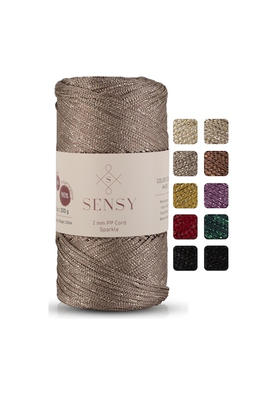 Sensy Premium Simli 200 Gr Polyester Makrome Ipi Vizon 2 Mm - 230 M Supla Ip Ve Çanta İpliği