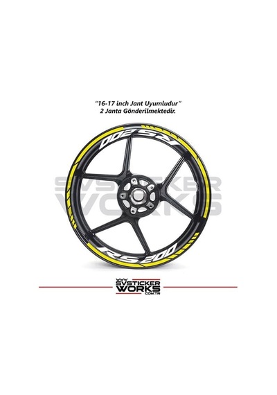 Bajaj Rs200 Jant Sticker Dış Ve İç Set Sticker Jant Şeridi Sarı 22884407