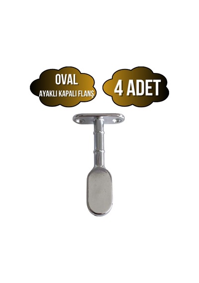 Oval Ayaklı Kapalı Askı Borusu Flanşı Mobilya Oval Boru Flanşı İç Ölçüleri En:15mm Boy:25mm 4 Adet Krom