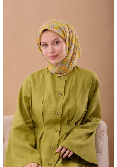 Silk Home Soft Eşarp 73091-41 Gümüş, Vizon, Sarı, Çimen Yeşili