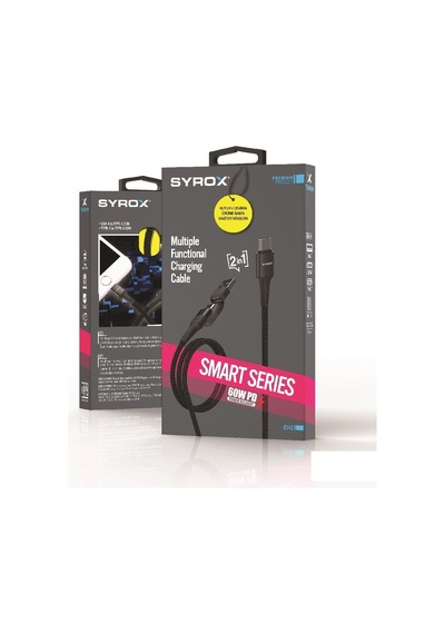 Syrox C143 60w 2 İn 1 To Type-c Hasir Ultra Hızlı Şarj & Data Kablosu