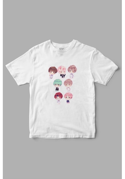 Bts Family Baskılı Tişört Beyaz