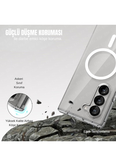Samsung Galaxy Z Fold 6 Uyumlu Kamera Korumalı Magsafe Wireless Şarj Özellikli Şeffaf Kılıf Şeffaf, Samsung Galaxy Z Fold 6