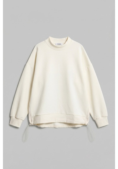 Itsbasic Kadın Ekru W5 Oversize Pamuk Tasarım Sweatshirt