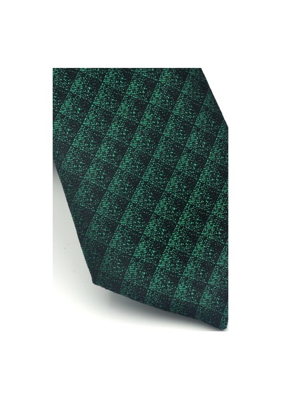 Gaffy Siyah Küp Desenli Yeşil Dokuma Kumaş Mendilli Slim Fit Kravat // Sdk-2605-8 Yeşil