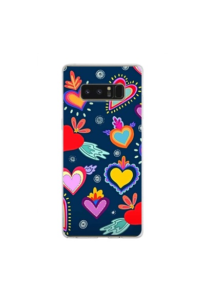 Samsung Galaxy Note 8 İle Uyumlu 1mm Slim Fit Retro Colors 3 Baskılı Şeffaf Kılıf Şeffaf